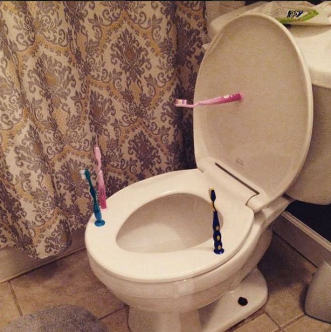 spazzolini su wc