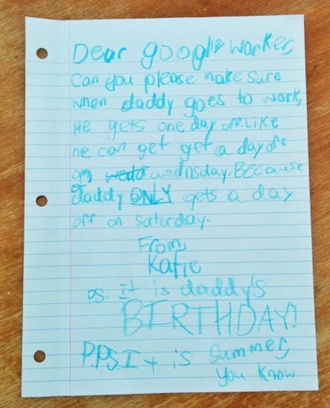 Lettera di una bambina a google