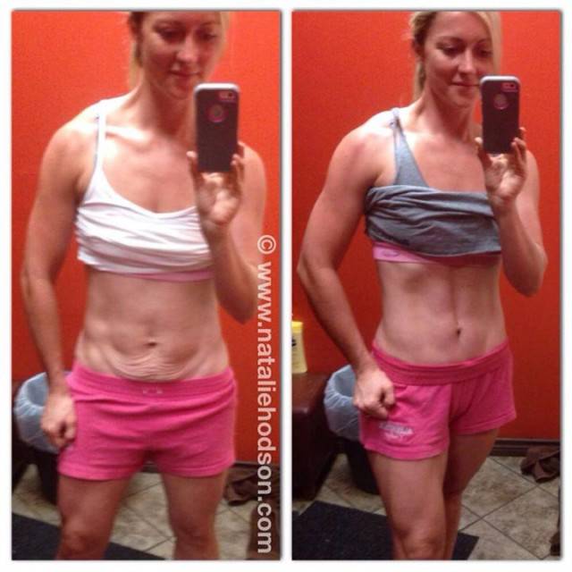 donna con e senza smagliature panci