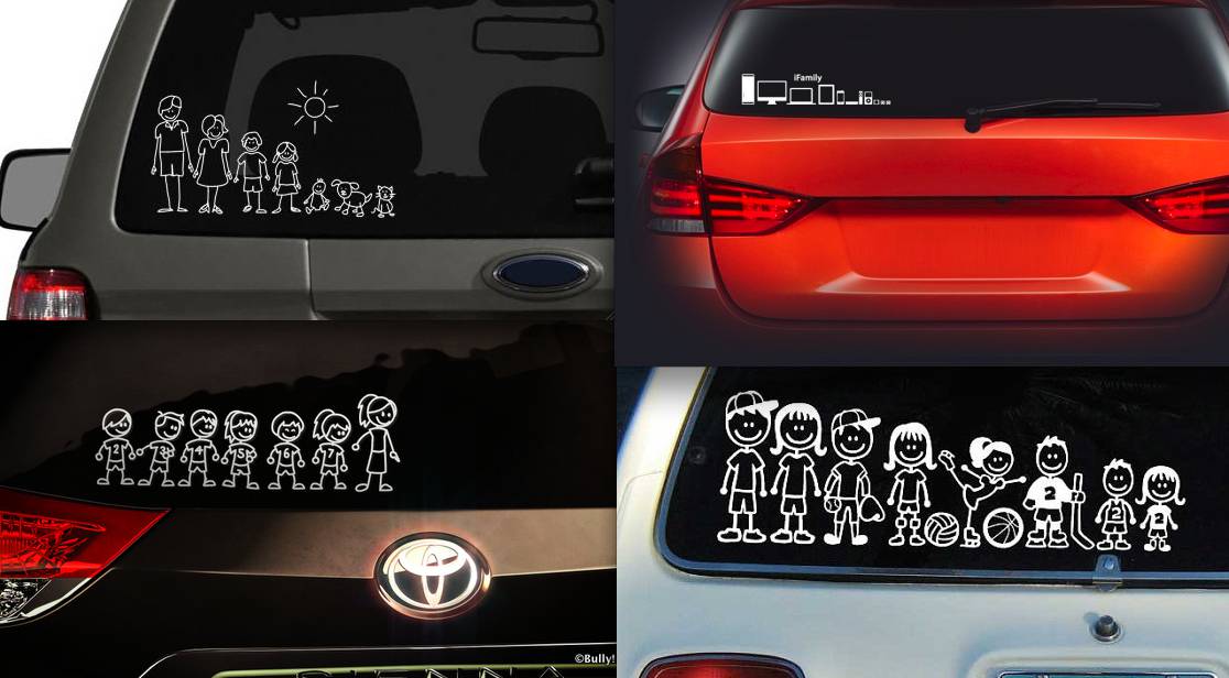Family stickers la tua famiglia stilizzata sui finestrini dell'auto UniversoMamma