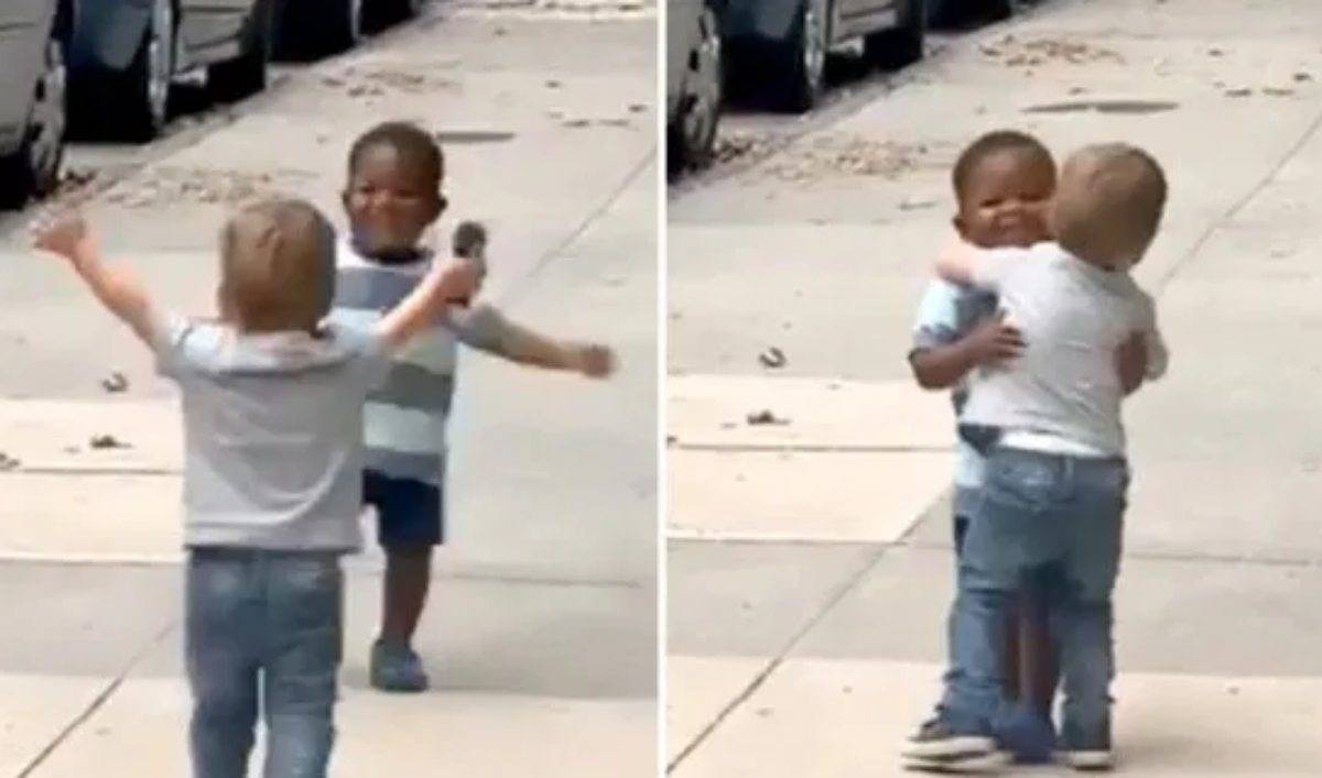 bambini si abbracciano video virale