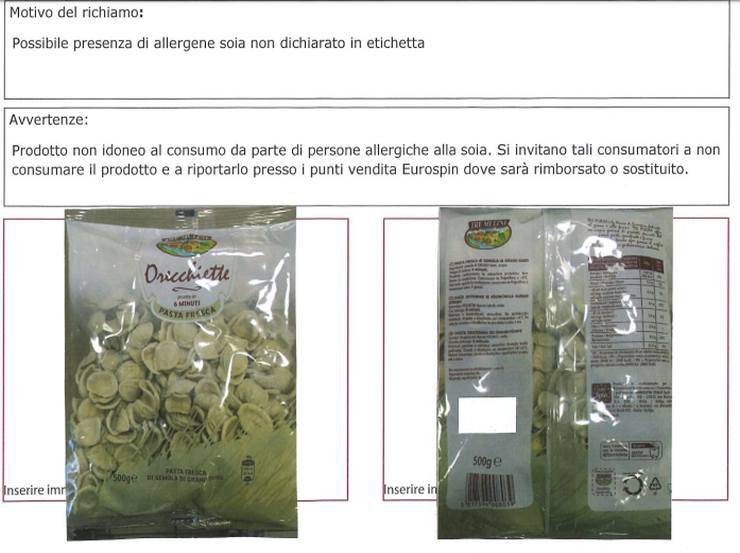 Richiamo di pasta fresca