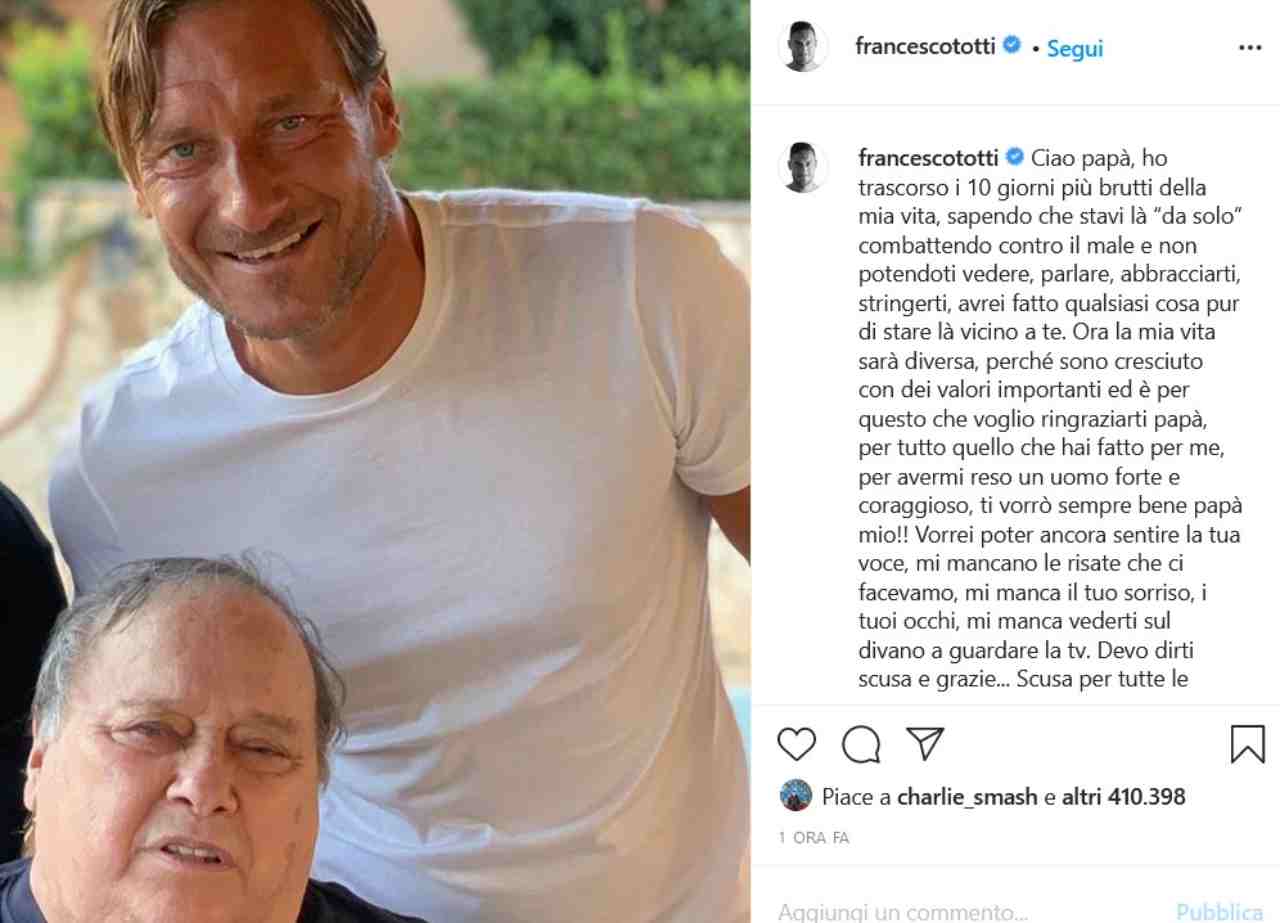 Francesco Totti e il papà Enzo (fonte Instagram @francescototti)
