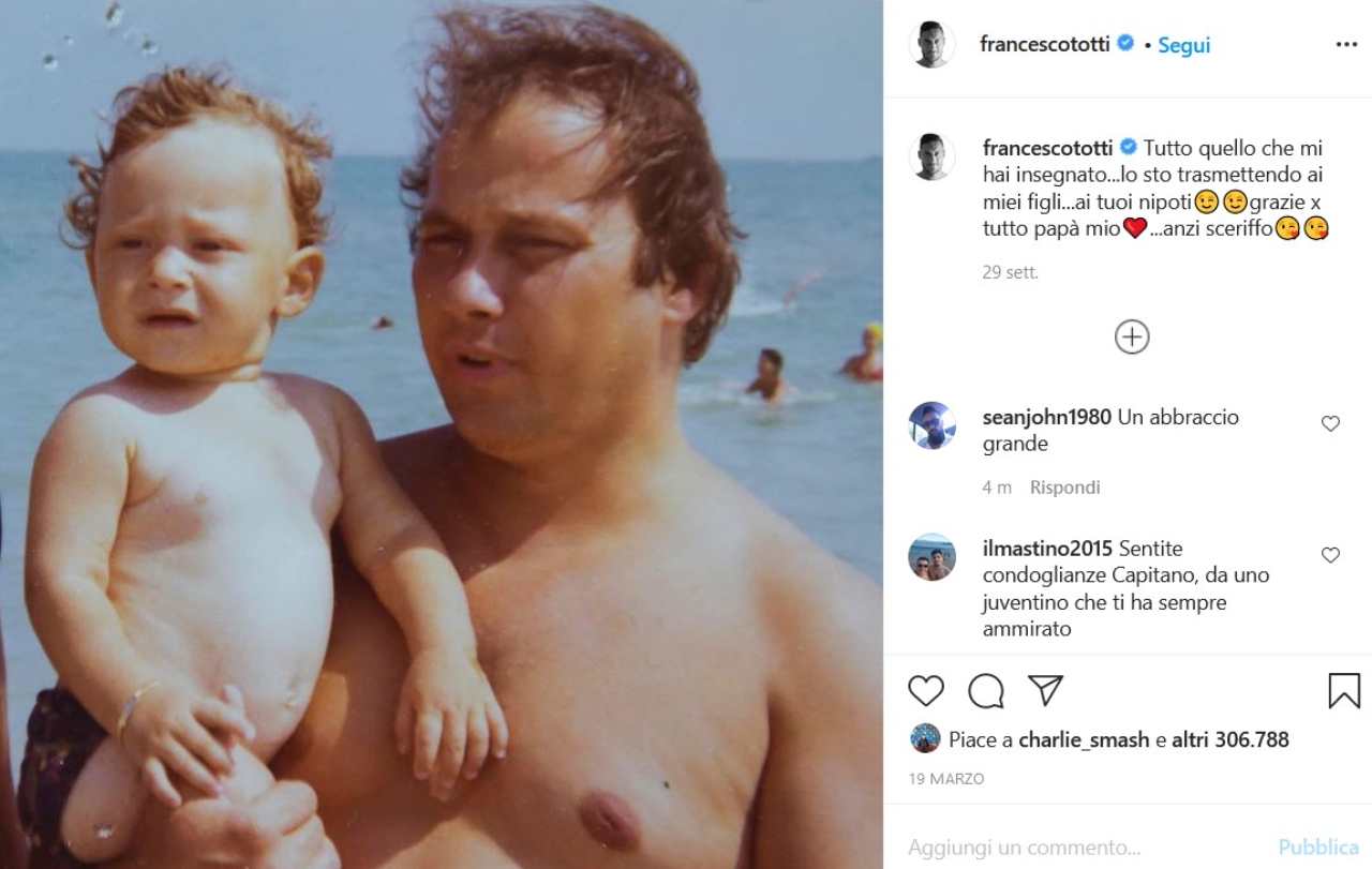 Francesco Totti e il papà Enzo (fonte Instagram @francescototti)