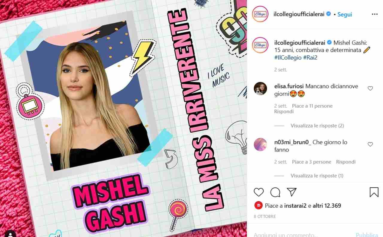 Mishel Gashi (fonte Instagram @ilcollegioufficialerai)