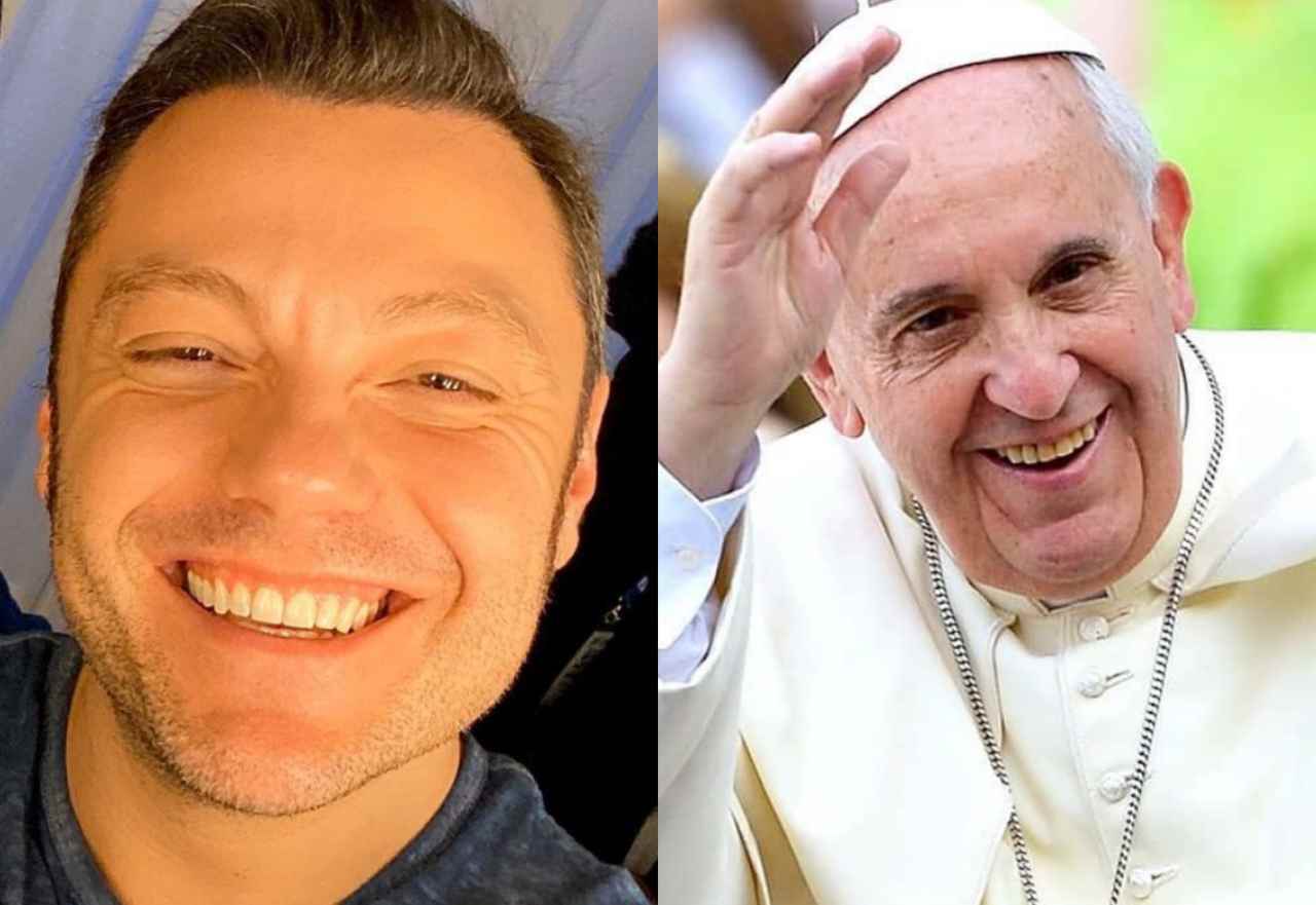 Tiziano Ferro e Papa Francesco (fonte Instagram @tizianoferro @vatican.catholicph)