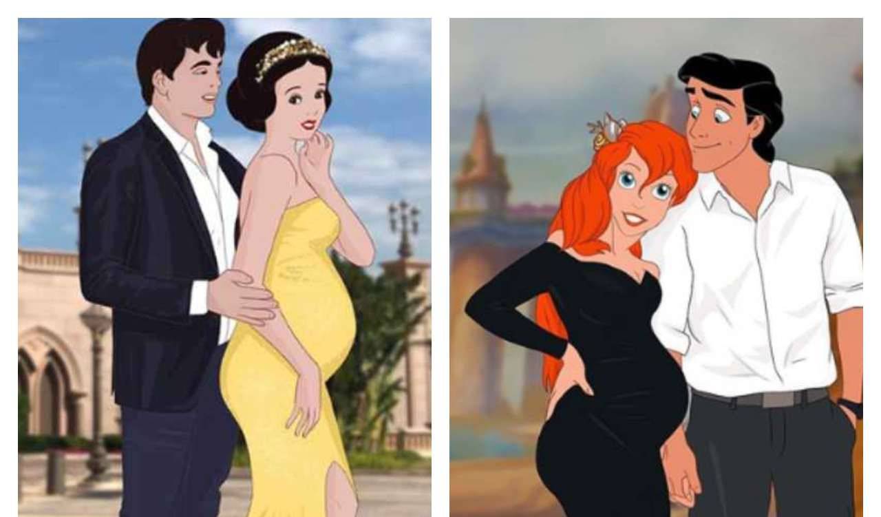 ariel e biancaneve incinte