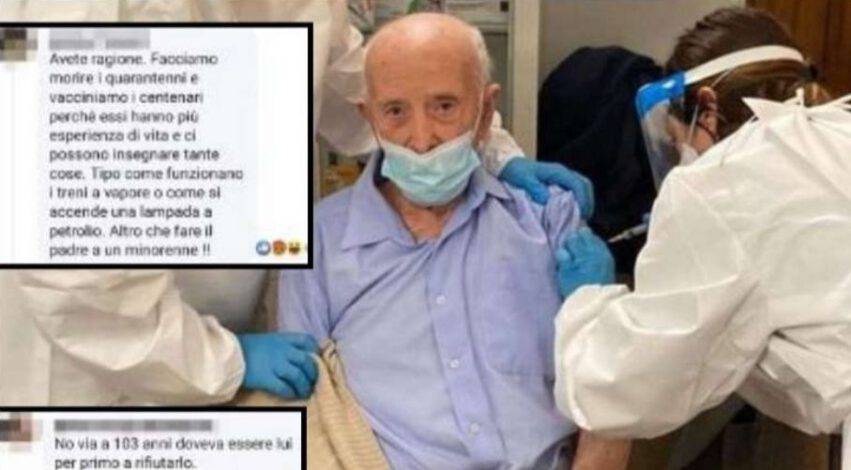 Anziano di 103 anni si vaccina