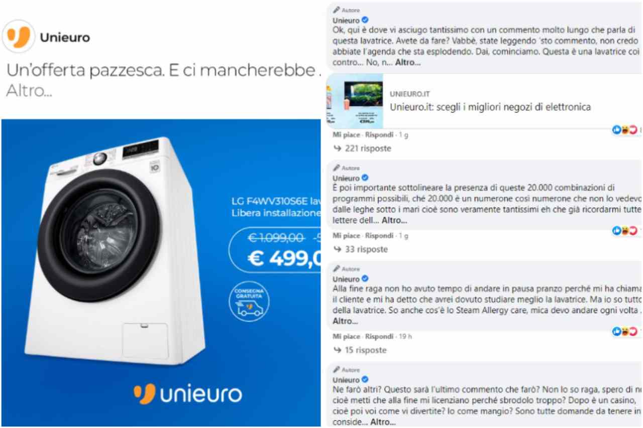 pubblicita unieuro lavatrice e asciugatrice
