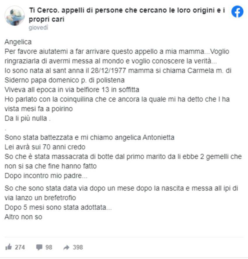 L'appello di Angelica Zoppolat