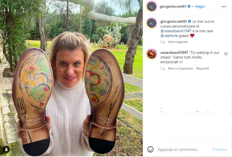 Giorgio Locatelli ringrazia per il regalo delle scarpe di Cesare Baroli (Instagram) universomamma