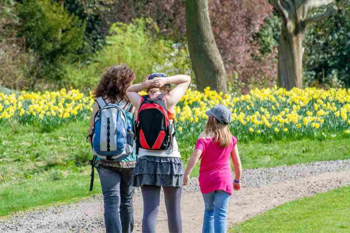 animali al pascolo e trekking con bambini