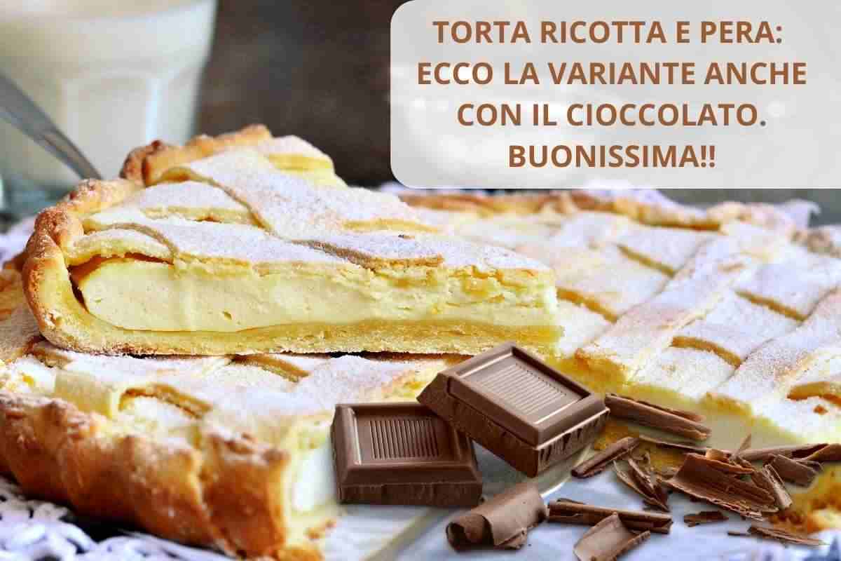 la ricetta speciale della torta ricotta e pera con il cioccolato