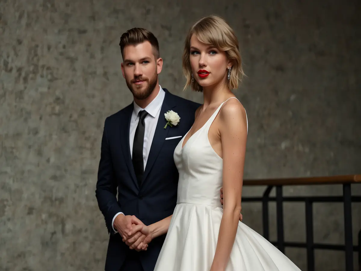 Taylor Swift indossa un abito senza spalline di Markarian al matrimonio con Travis Kelce